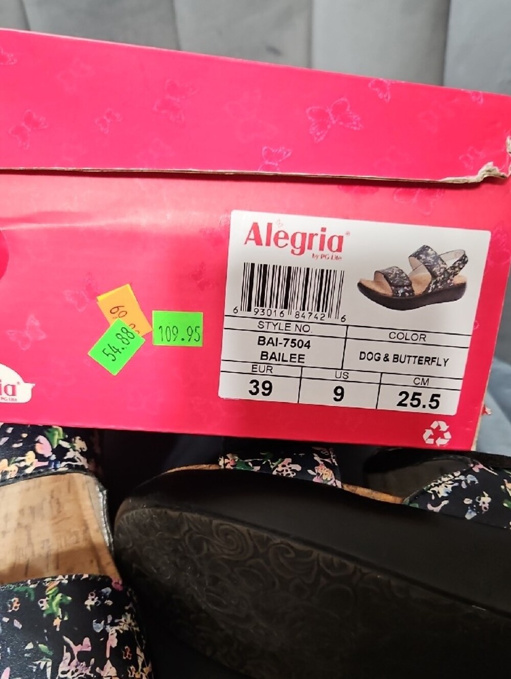 Alegria Navy Floral Slingback Sandals - Picture 5 of 6
